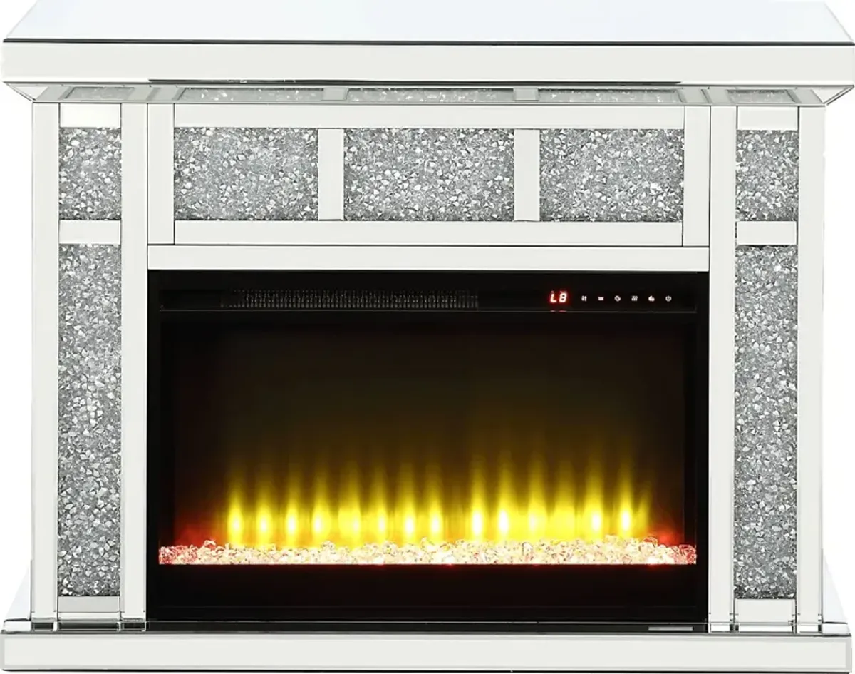 Calument Silver 39 in. Console, With Electric Fireplace