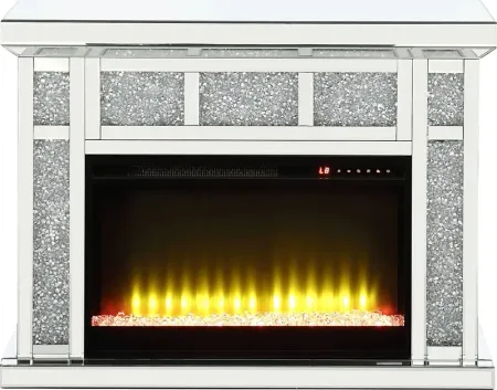 Calument Silver 39 in. Console, With Electric Fireplace