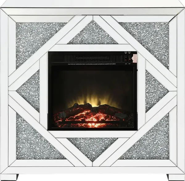 Candleworth Silver 37 in. Console, With Electric Fireplace