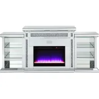 Capewood Silver 82 in. Console, With Electric Fireplace