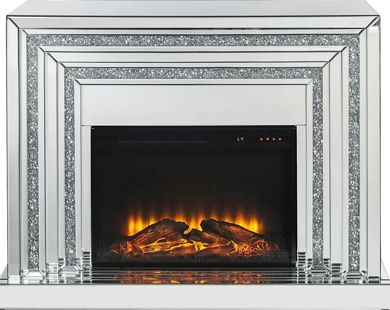 Kingslee Silver 48 in. Console, With Electric Fireplace