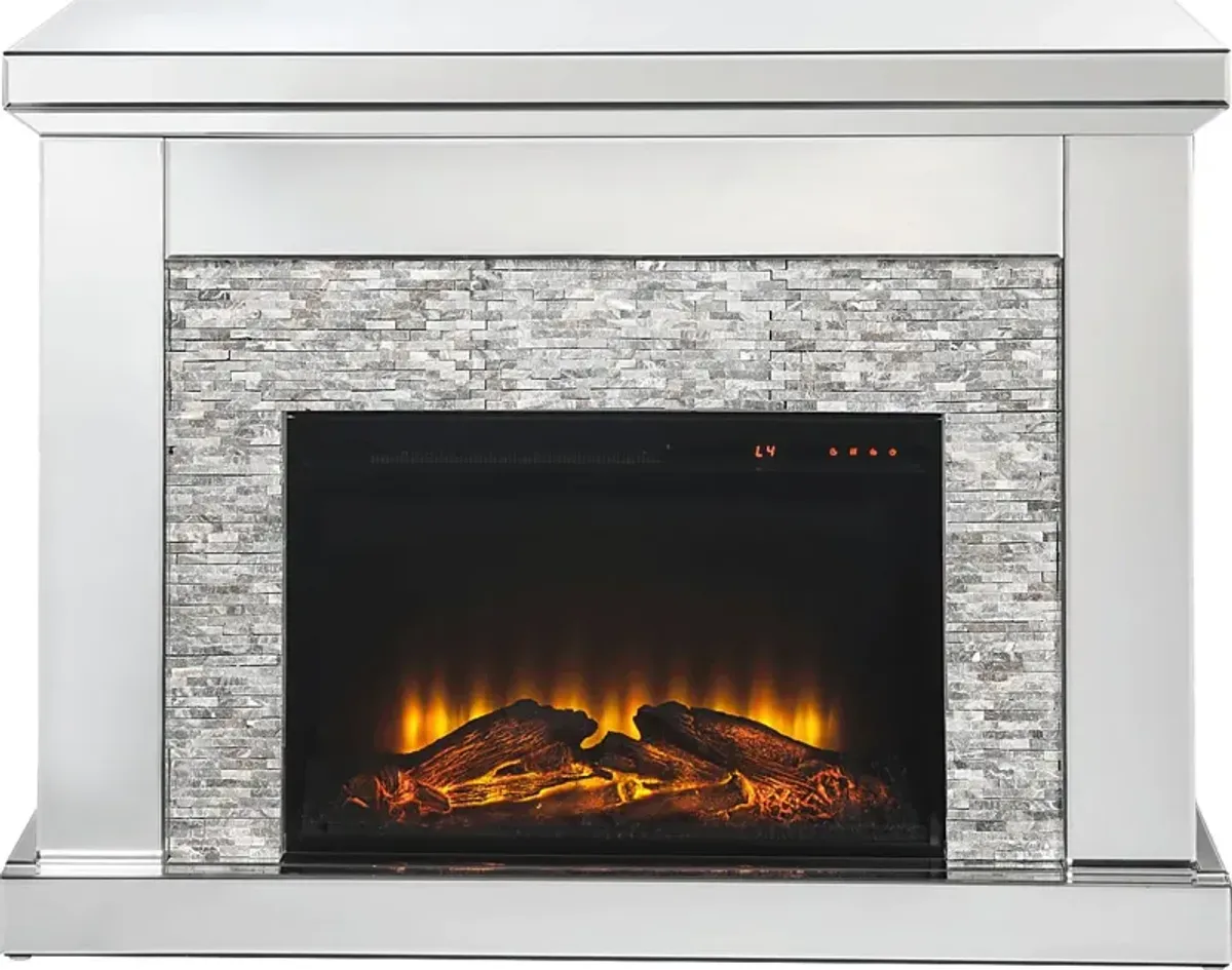 Markwood Silver 48 in. Console, With Electric Fireplace