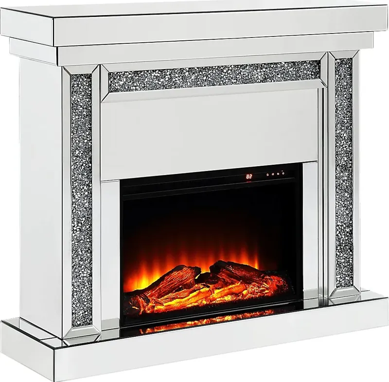 Merilane Silver 47 in. Console, With Electric Fireplace