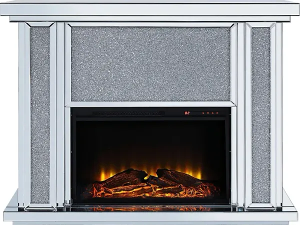 Olinger Silver 47 in. Console, With Electric Fireplace