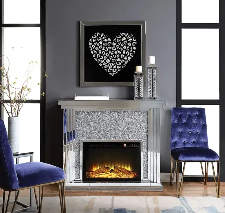 Royalston Silver 47 in. Console, With Electric Fireplace