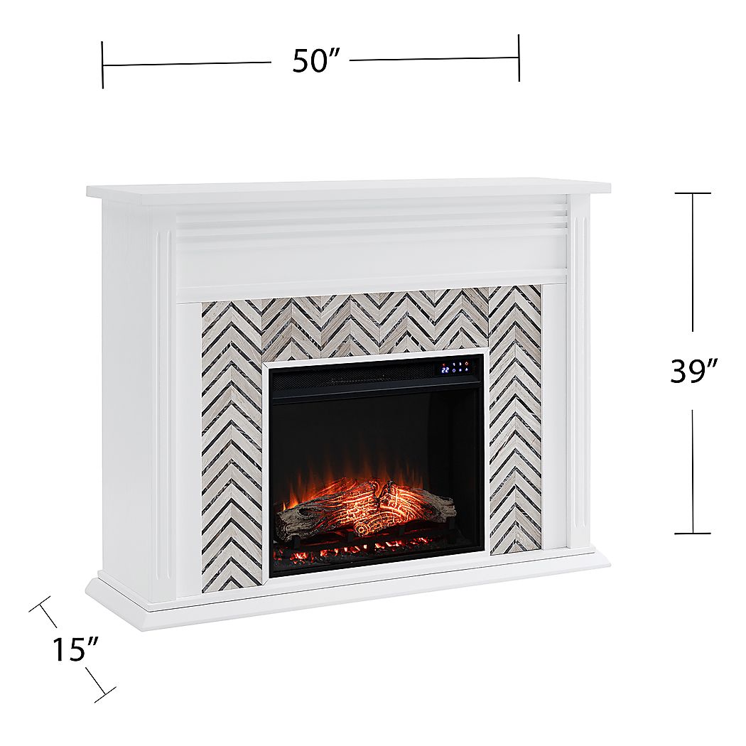 Hazelhurst IV White 50 in. Console With Touch Panel Electric Fireplace