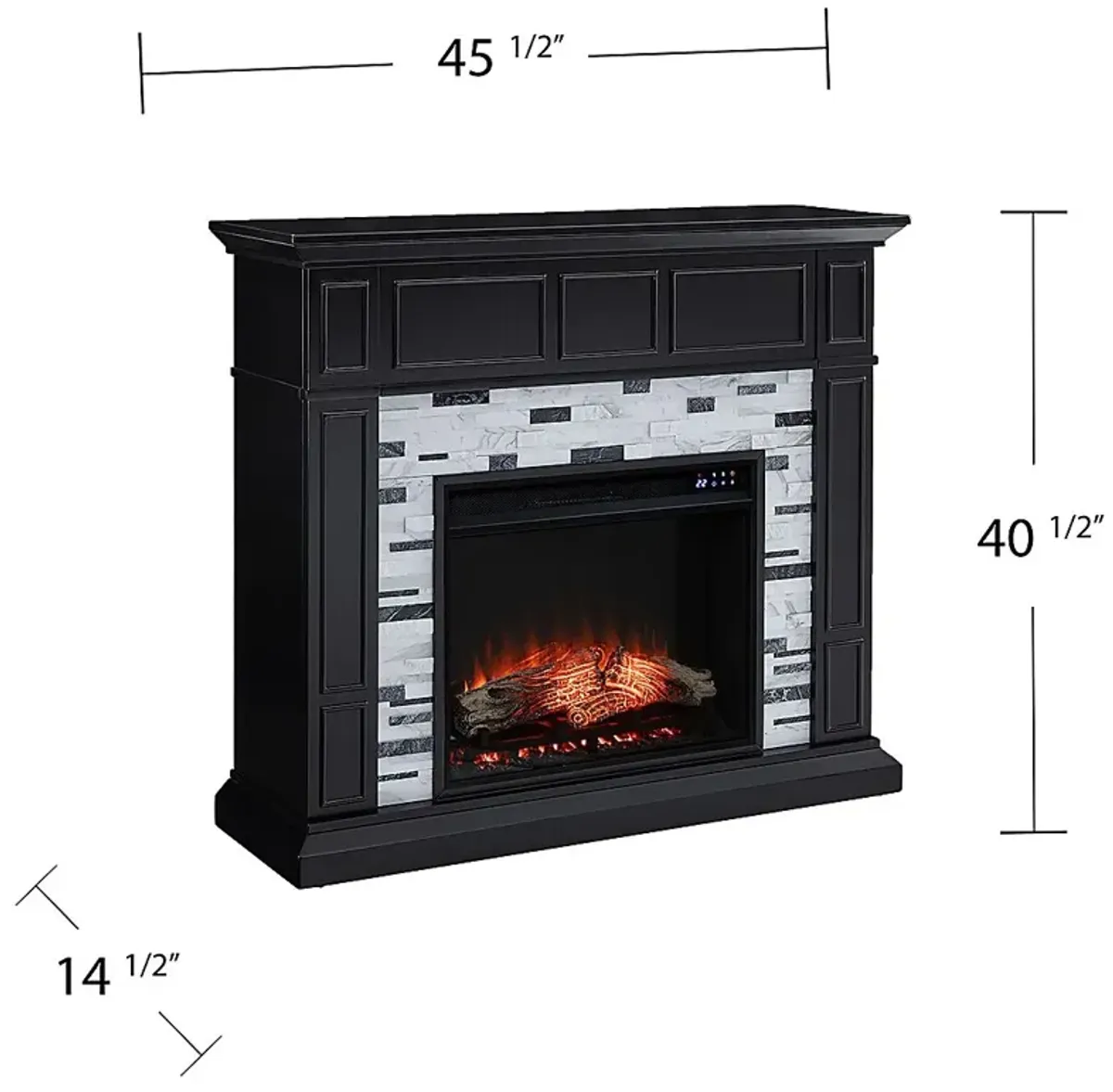 Doliver IV Black 45 in. Console, With Touch Panel Electric Fireplace