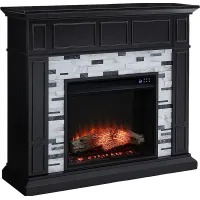 Doliver IV Black 45 in. Console, With Touch Panel Electric Fireplace