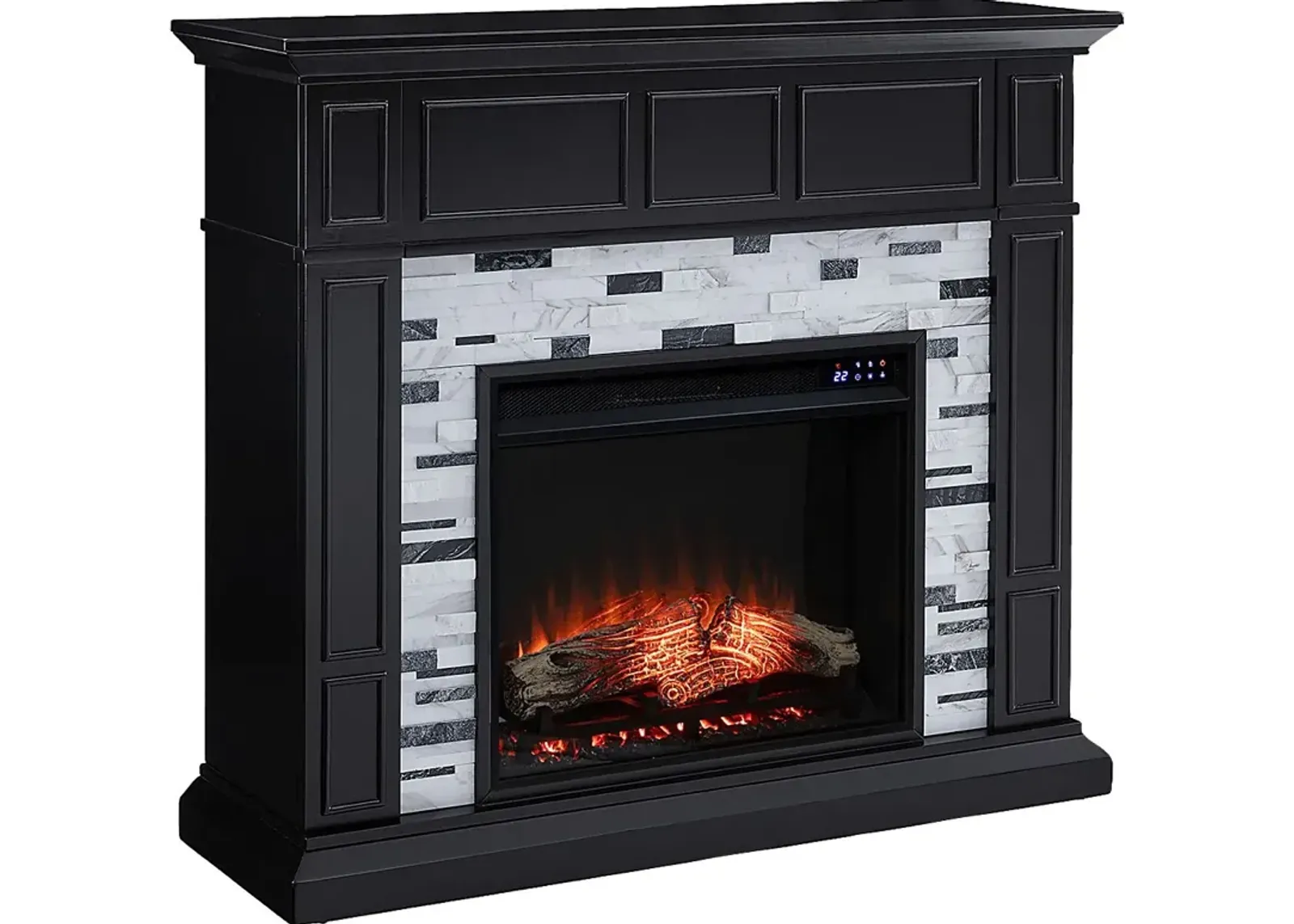 Doliver IV Black 45 in. Console, With Touch Panel Electric Fireplace