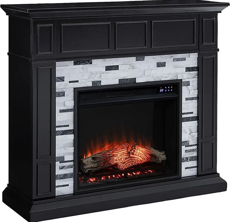 Doliver IV Black 45 in. Console, With Touch Panel Electric Fireplace