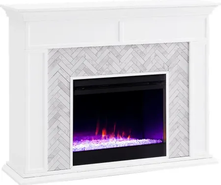 Tronewood I White 50 in. Console, With Color Changing Electric Fireplace