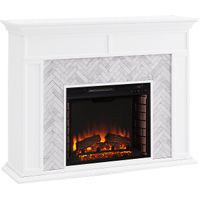 Tronewood II White 50 in. Console With Electric Log Fireplace
