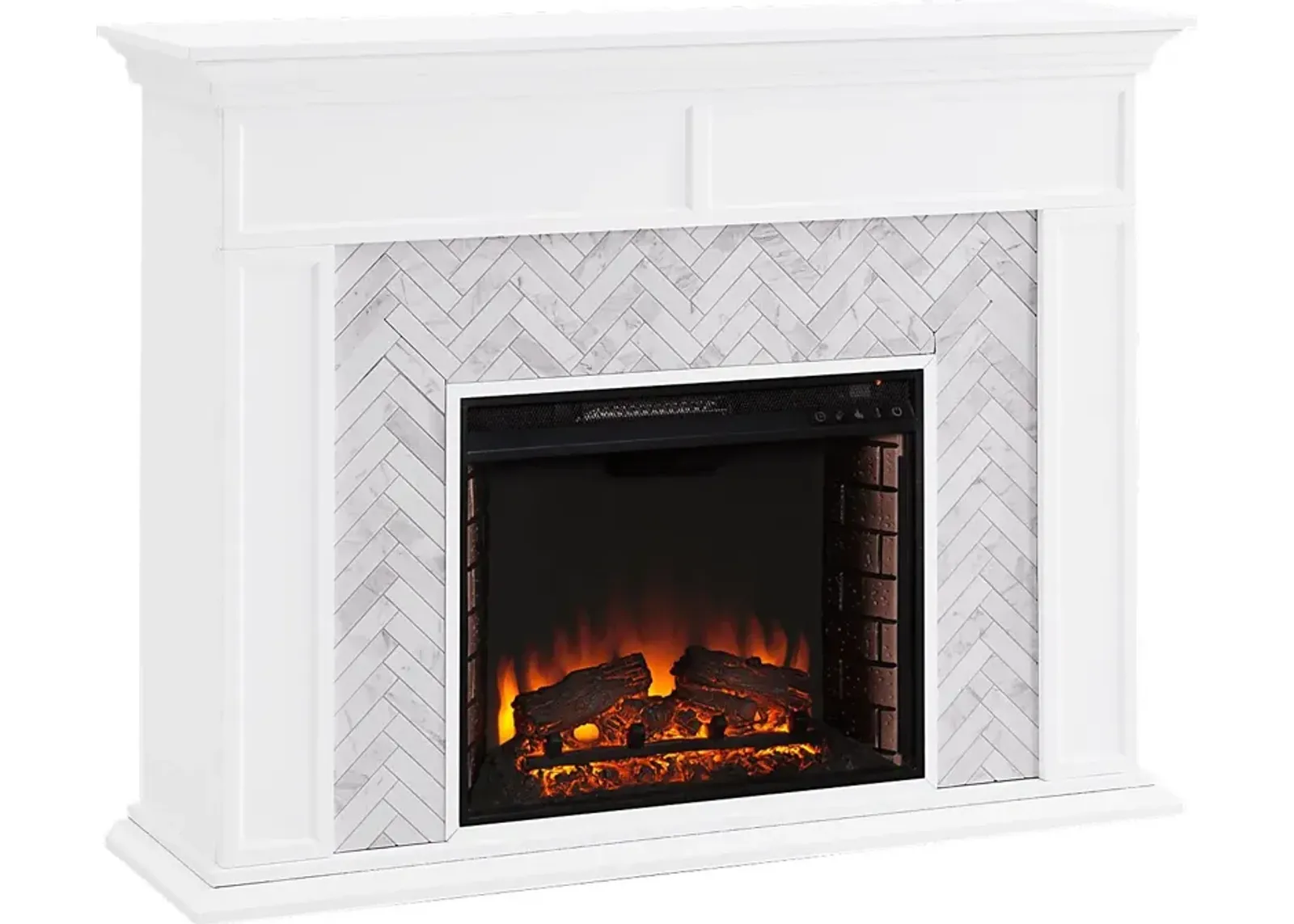 Tronewood II White 50 in. Console With Electric Log Fireplace