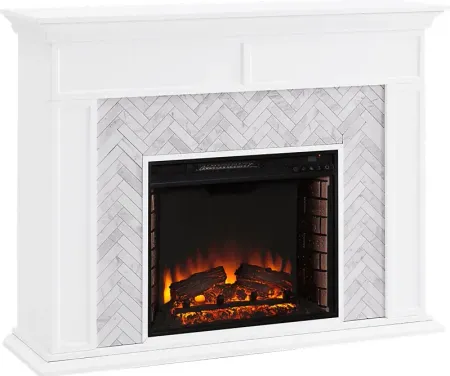 Tronewood II White 50 in. Console With Electric Log Fireplace