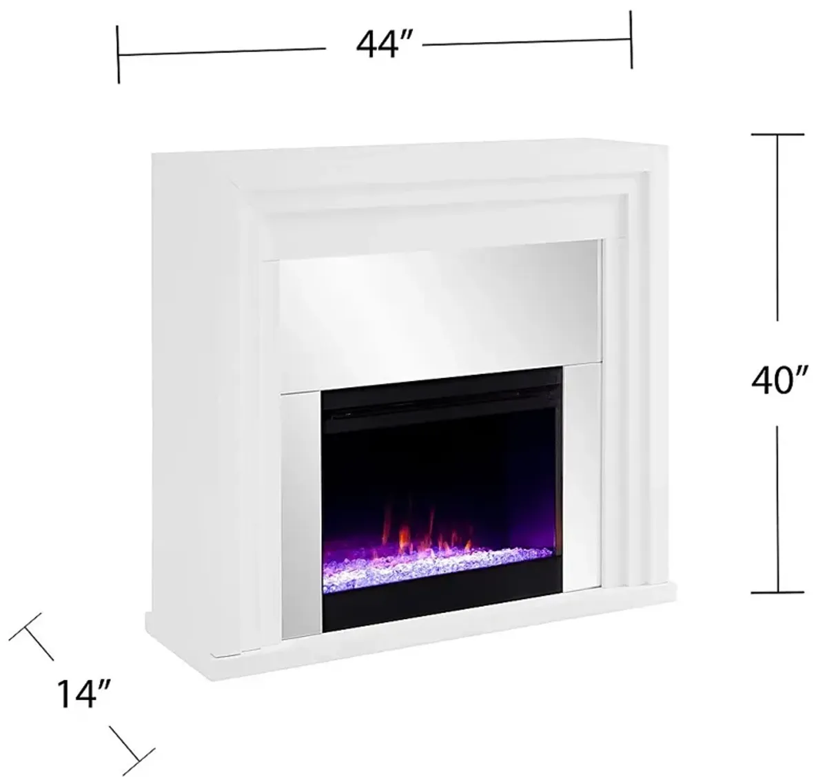 Skyflower I White 44 in. Console, With Color Changing Electric Fireplace