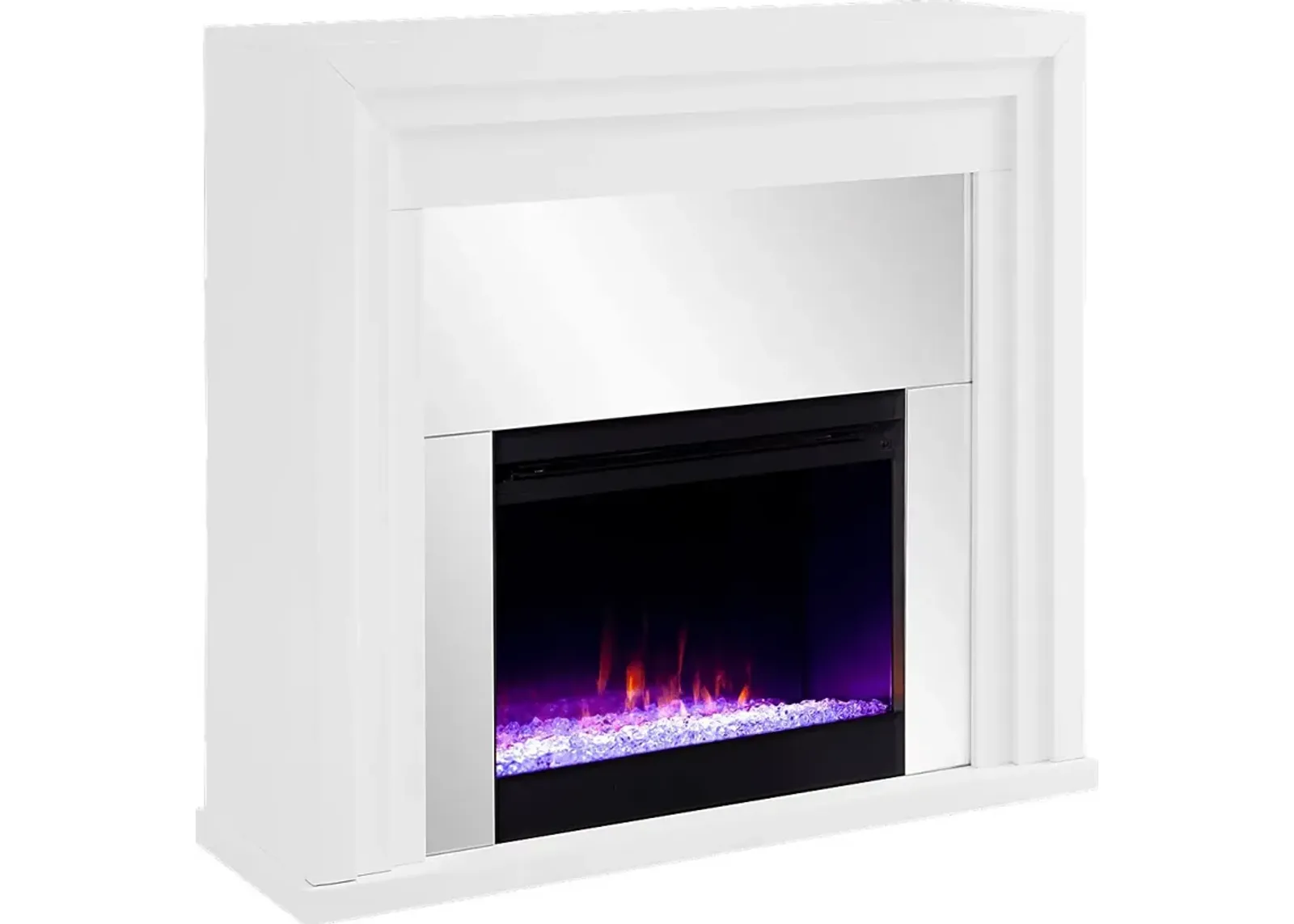 Skyflower I White 44 in. Console, With Color Changing Electric Fireplace