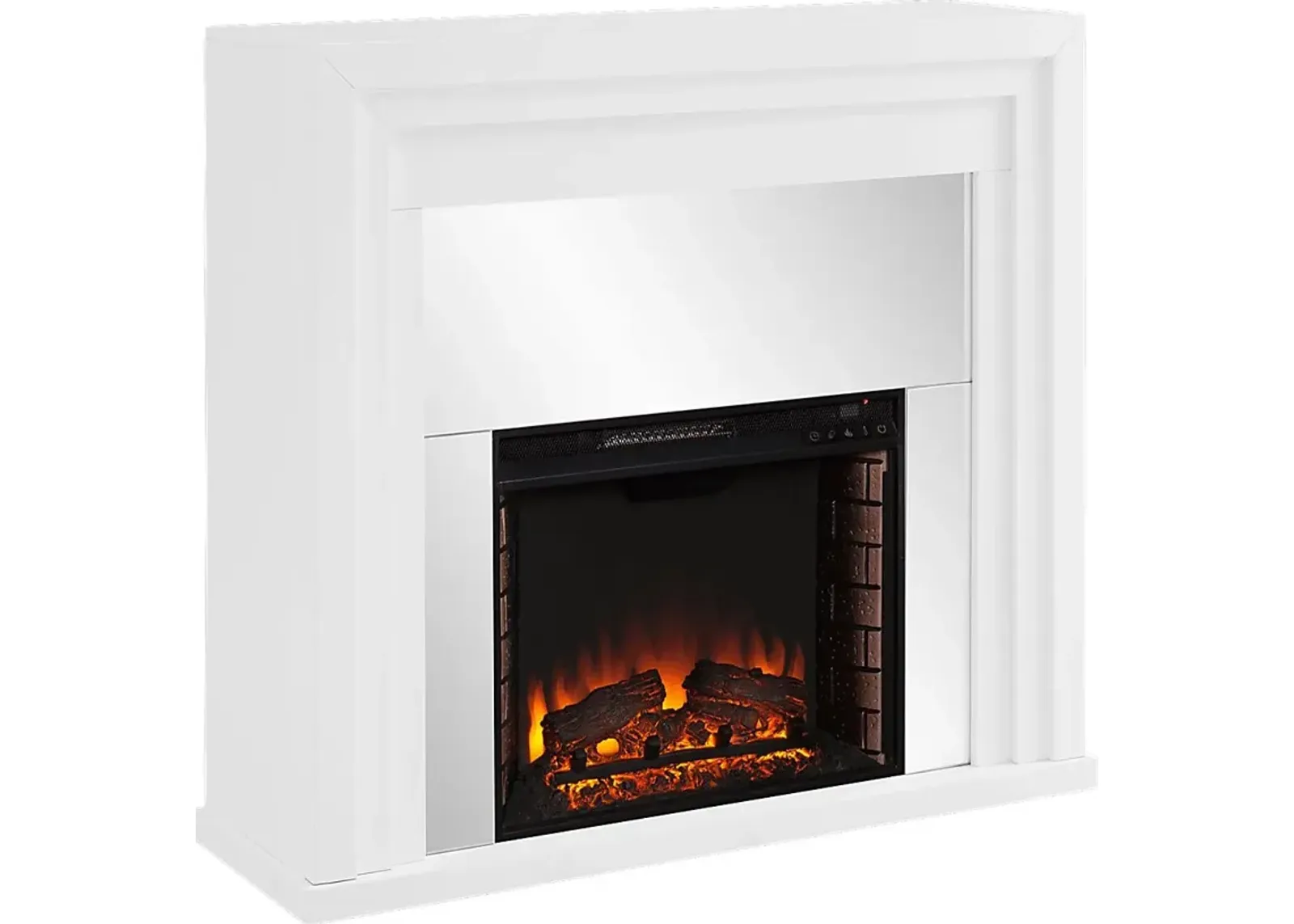 Skyflower II White 44 in. Console With Electric Log Fireplace