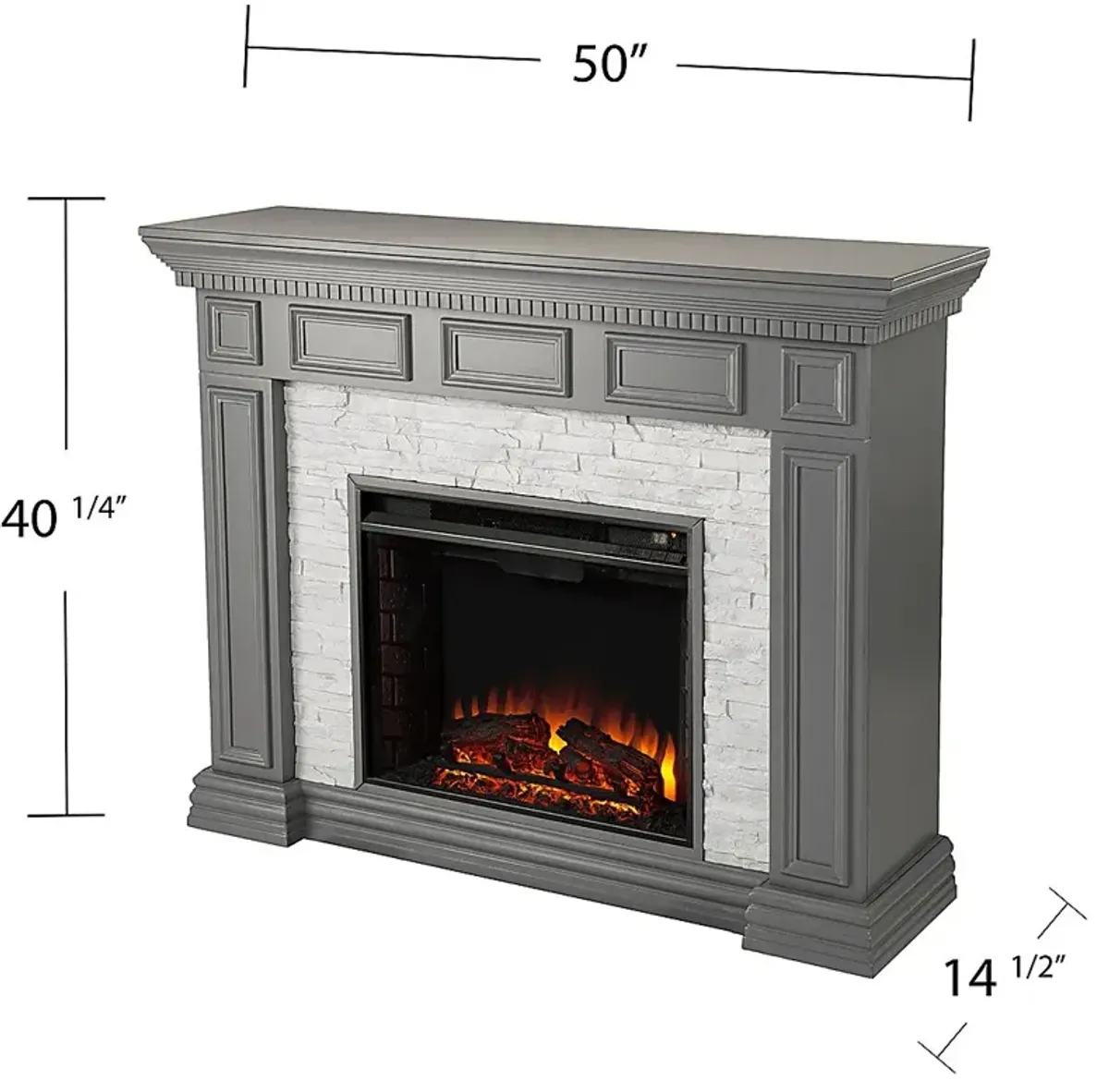 Runnelwood II Gray 50 in. Console With Electric Log Fireplace