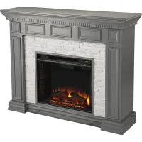 Runnelwood II Gray 50 in. Console With Electric Log Fireplace