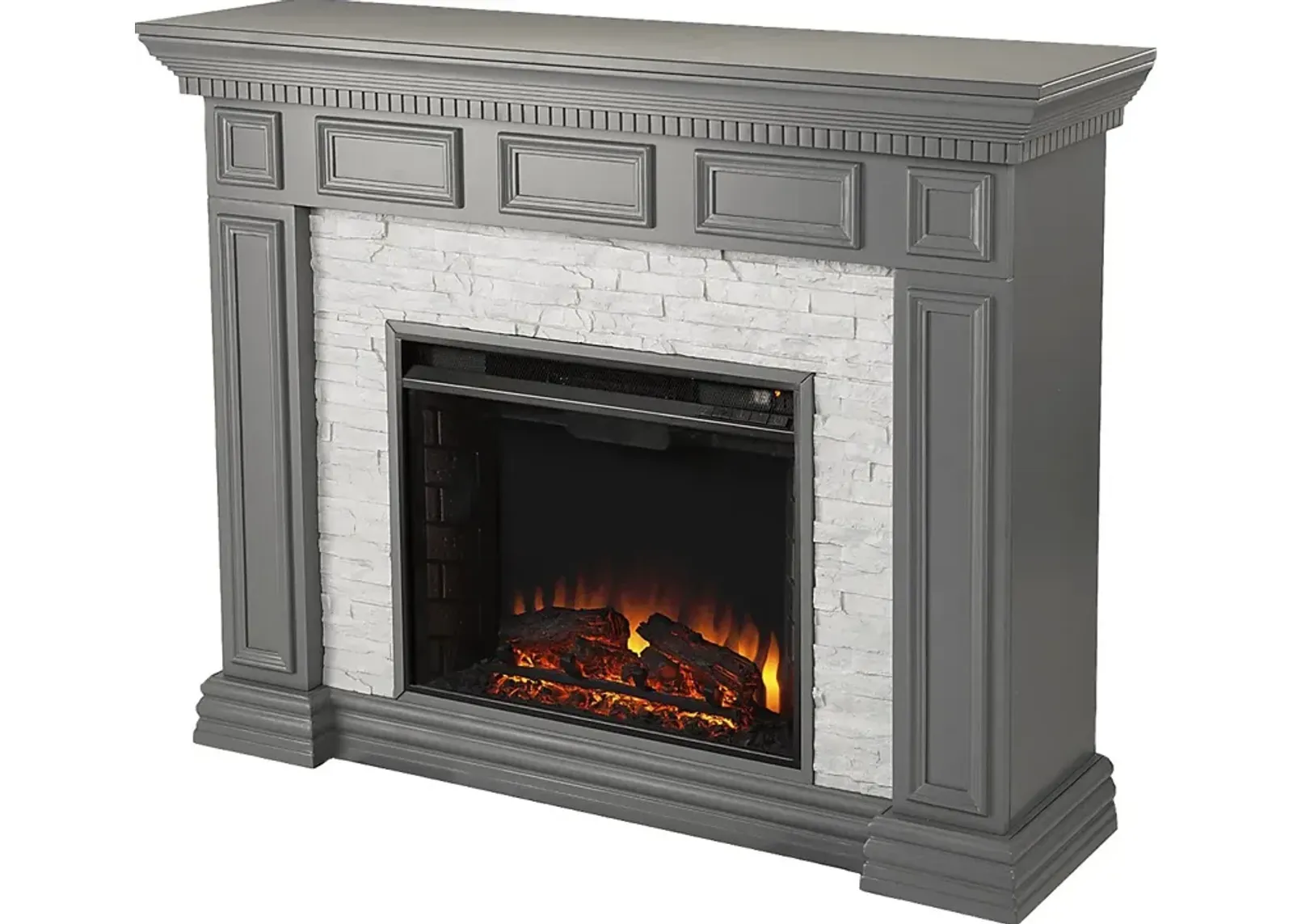 Runnelwood II Gray 50 in. Console With Electric Log Fireplace