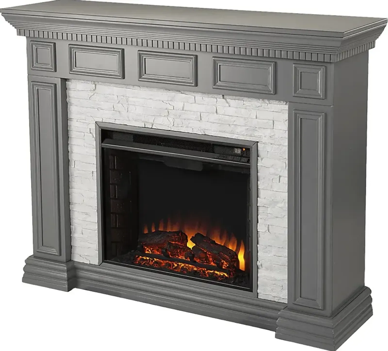 Runnelwood II Gray 50 in. Console With Electric Log Fireplace