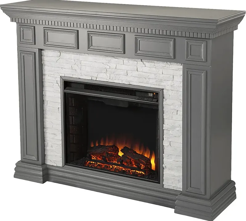 Runnelwood II Gray 50 in. Console With Electric Log Fireplace