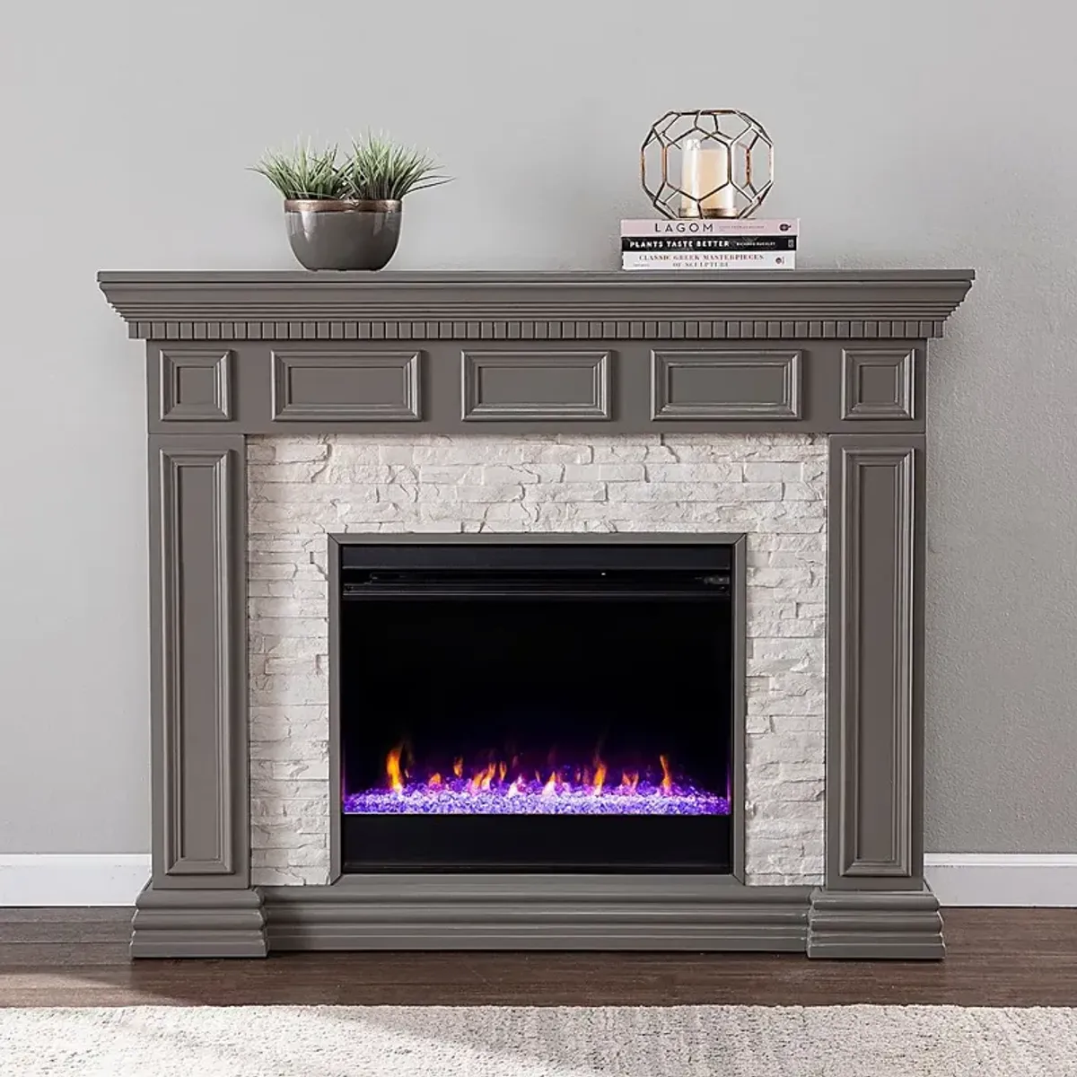 Runnelwood I Gray 50 in. Console, With Color Changing Electric Fireplace