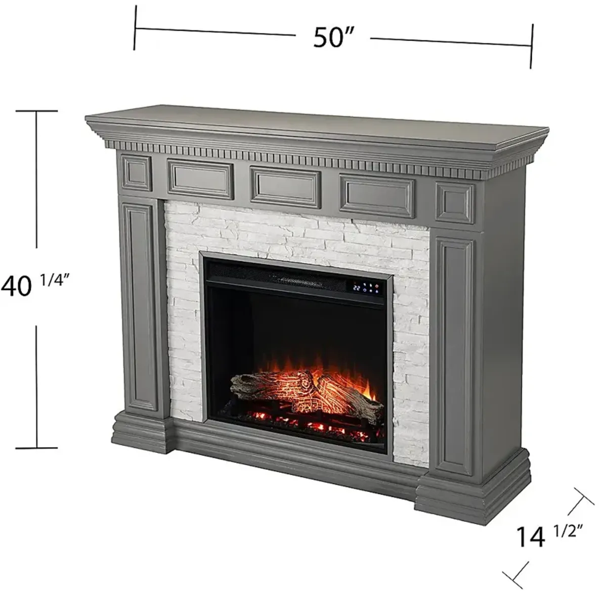 Runnelwood IV Gray 50 in. Console With Touch Panel Electric Fireplace