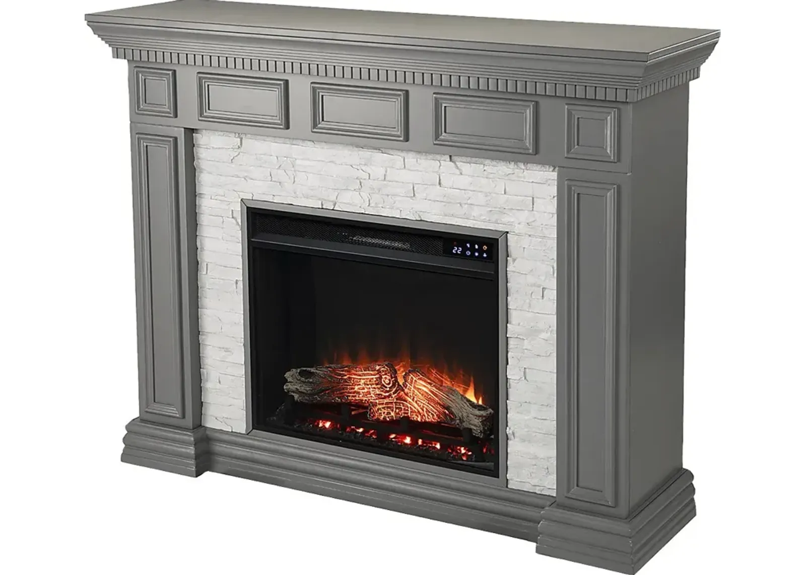 Runnelwood IV Gray 50 in. Console With Touch Panel Electric Fireplace