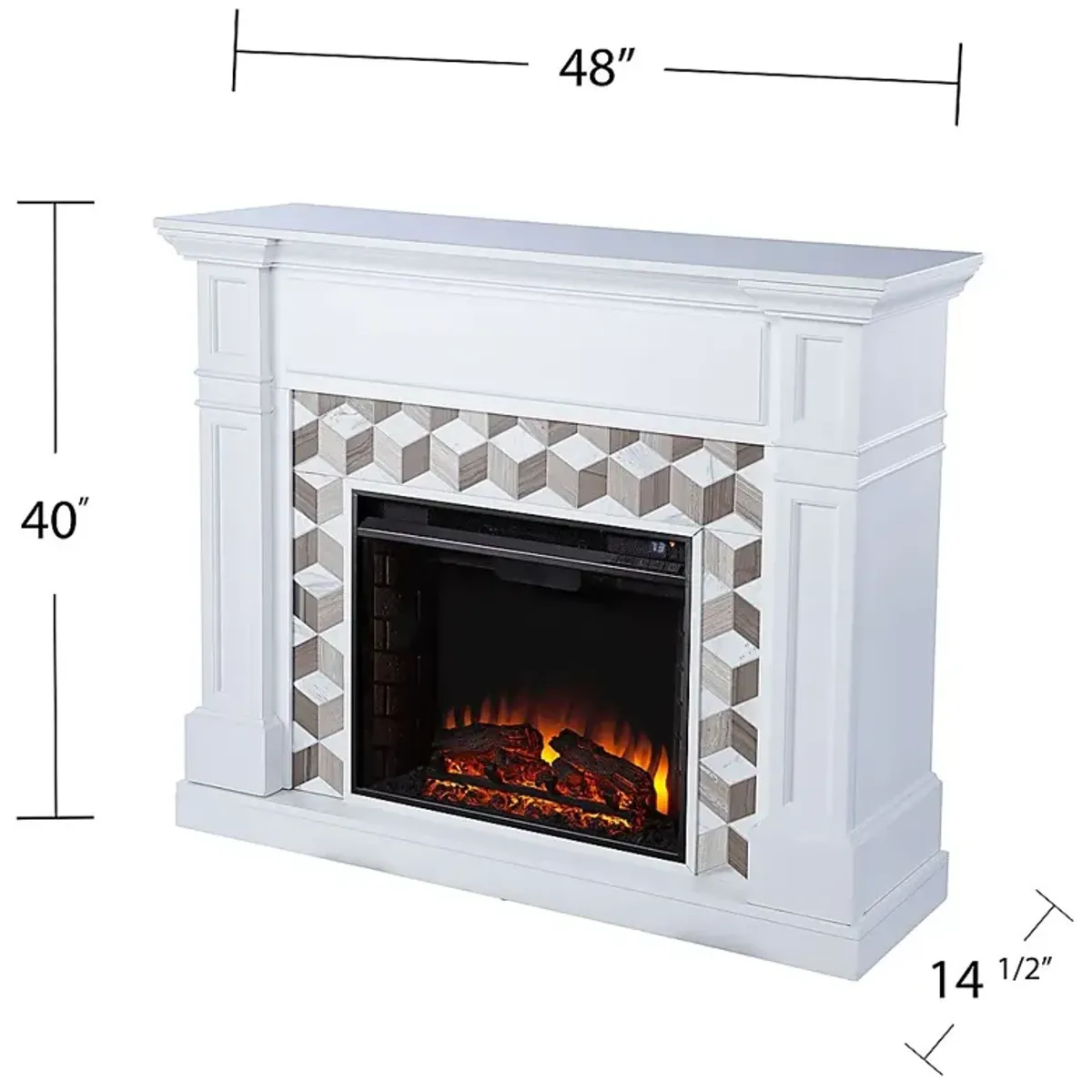 Talmadge II White 48 in. Console With Electric Log Fireplace