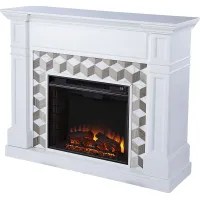 Talmadge II White 48 in. Console With Electric Log Fireplace