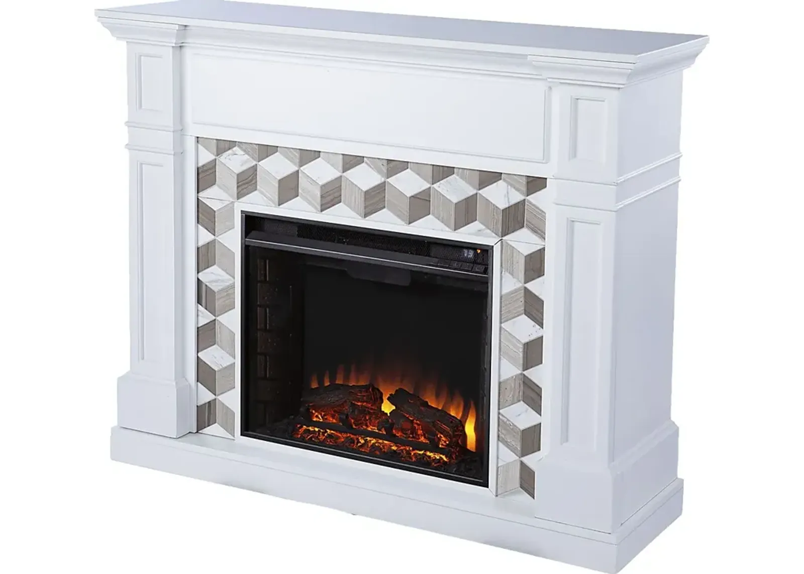 Talmadge II White 48 in. Console With Electric Log Fireplace