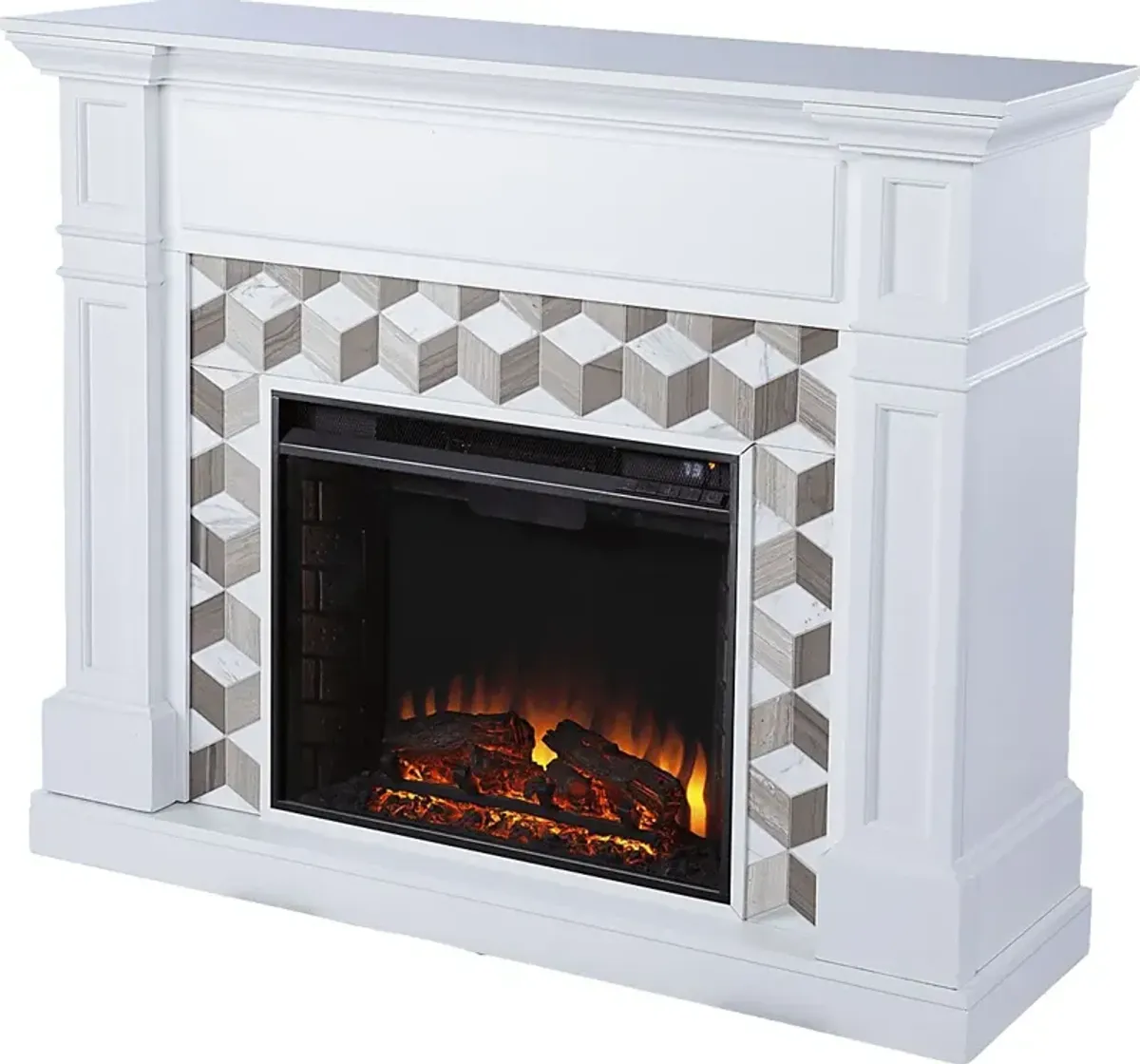 Talmadge II White 48 in. Console With Electric Log Fireplace