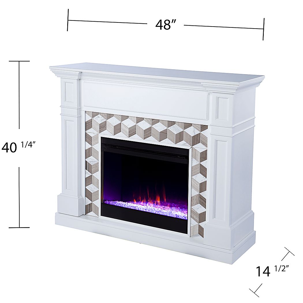 Talmadge I White 48 in. Console, With Color Changing Electric Fireplace
