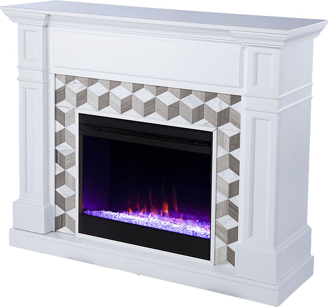 Talmadge I White 48 in. Console, With Color Changing Electric Fireplace