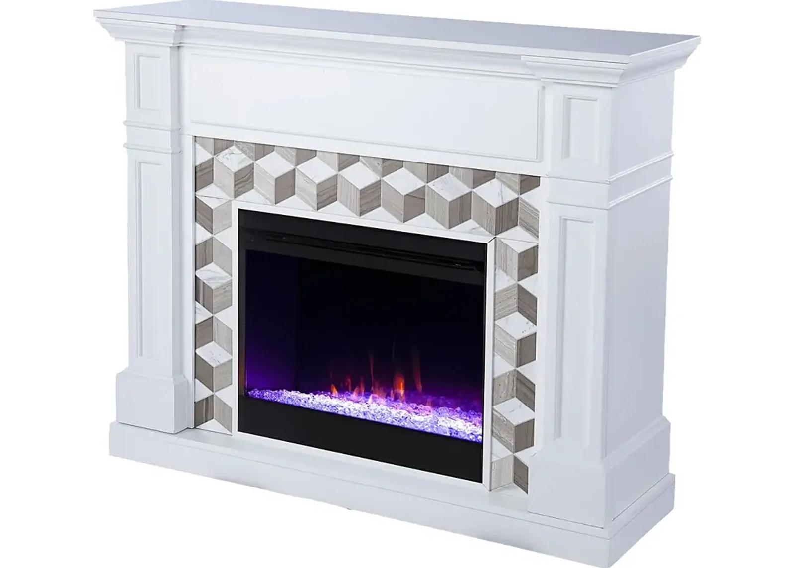 Talmadge I White 48 in. Console, With Color Changing Electric Fireplace