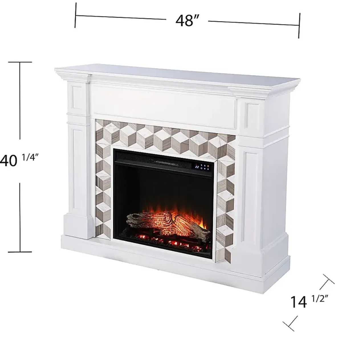 Talmadge IV White 48 in. Console With Touch Panel Electric Fireplace