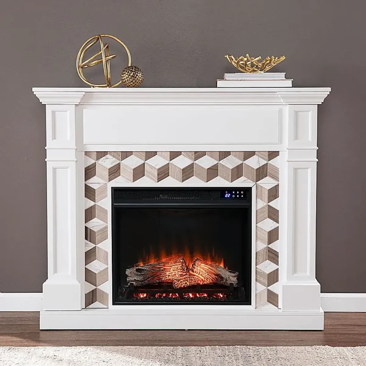 Talmadge IV White 48 in. Console With Touch Panel Electric Fireplace