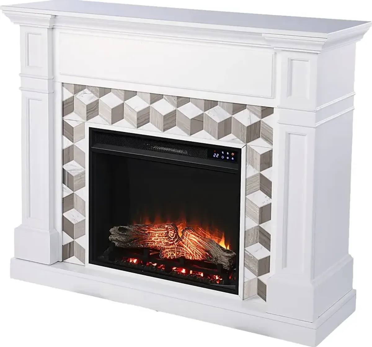 Talmadge IV White 48 in. Console With Touch Panel Electric Fireplace