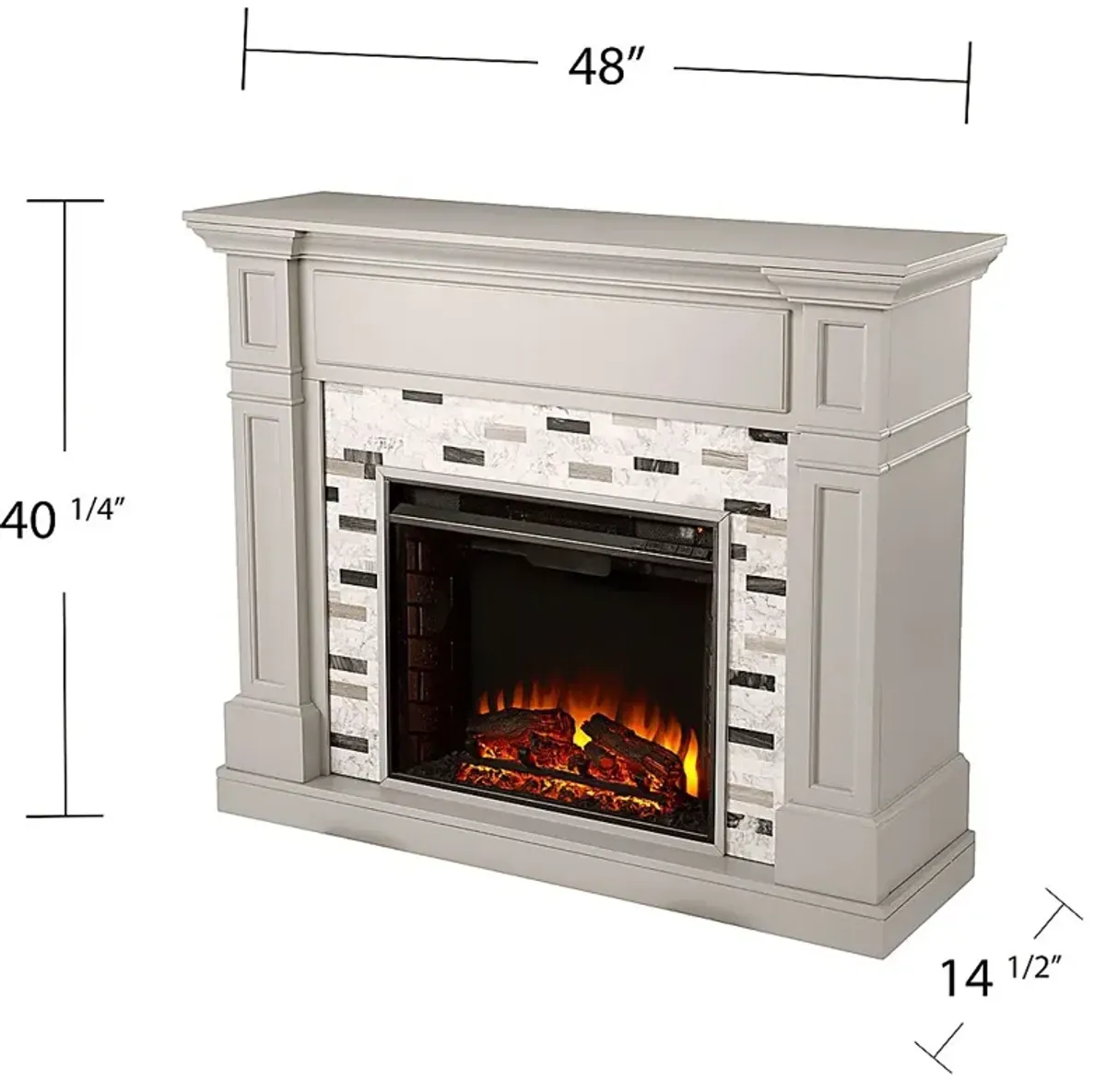 Stembridge II Gray 48 in. Console With Electric Log Fireplace