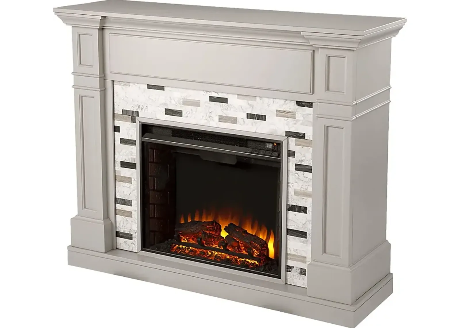 Stembridge II Gray 48 in. Console With Electric Log Fireplace