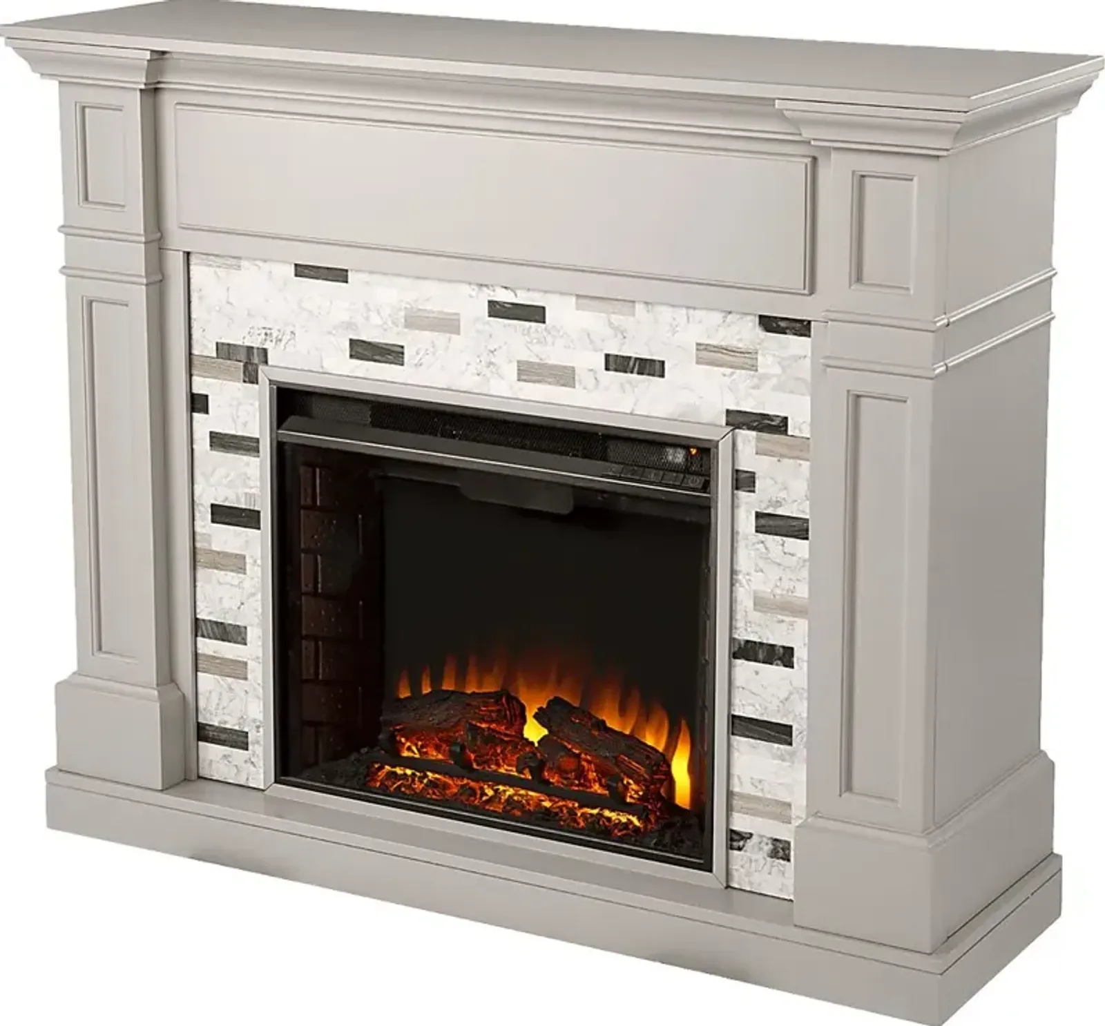 Stembridge II Gray 48 in. Console With Electric Log Fireplace