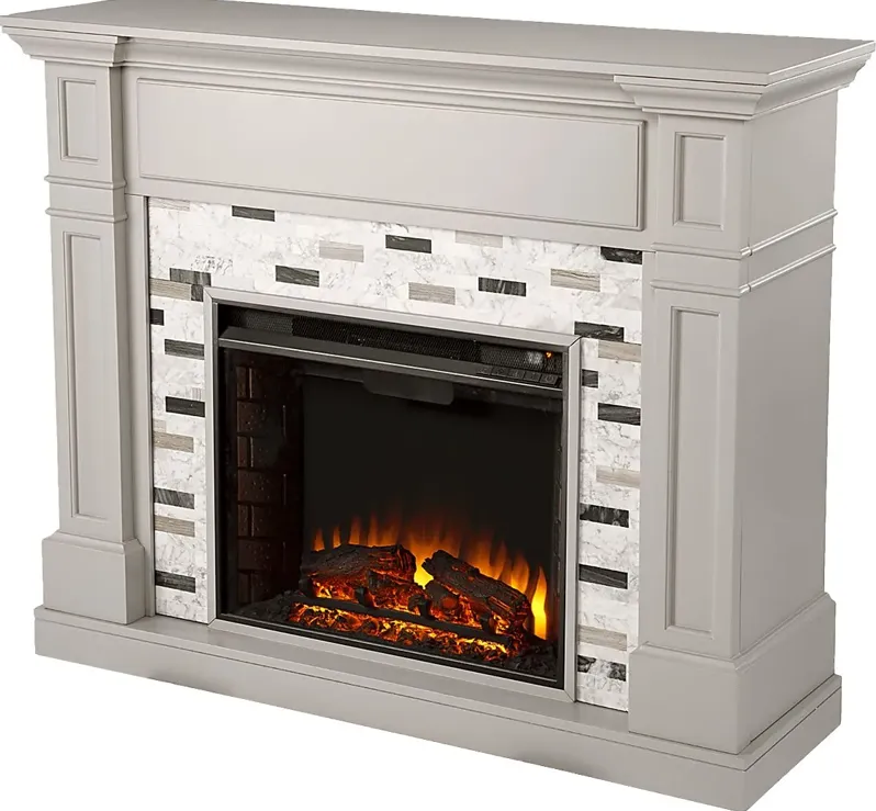 Stembridge II Gray 48 in. Console With Electric Log Fireplace