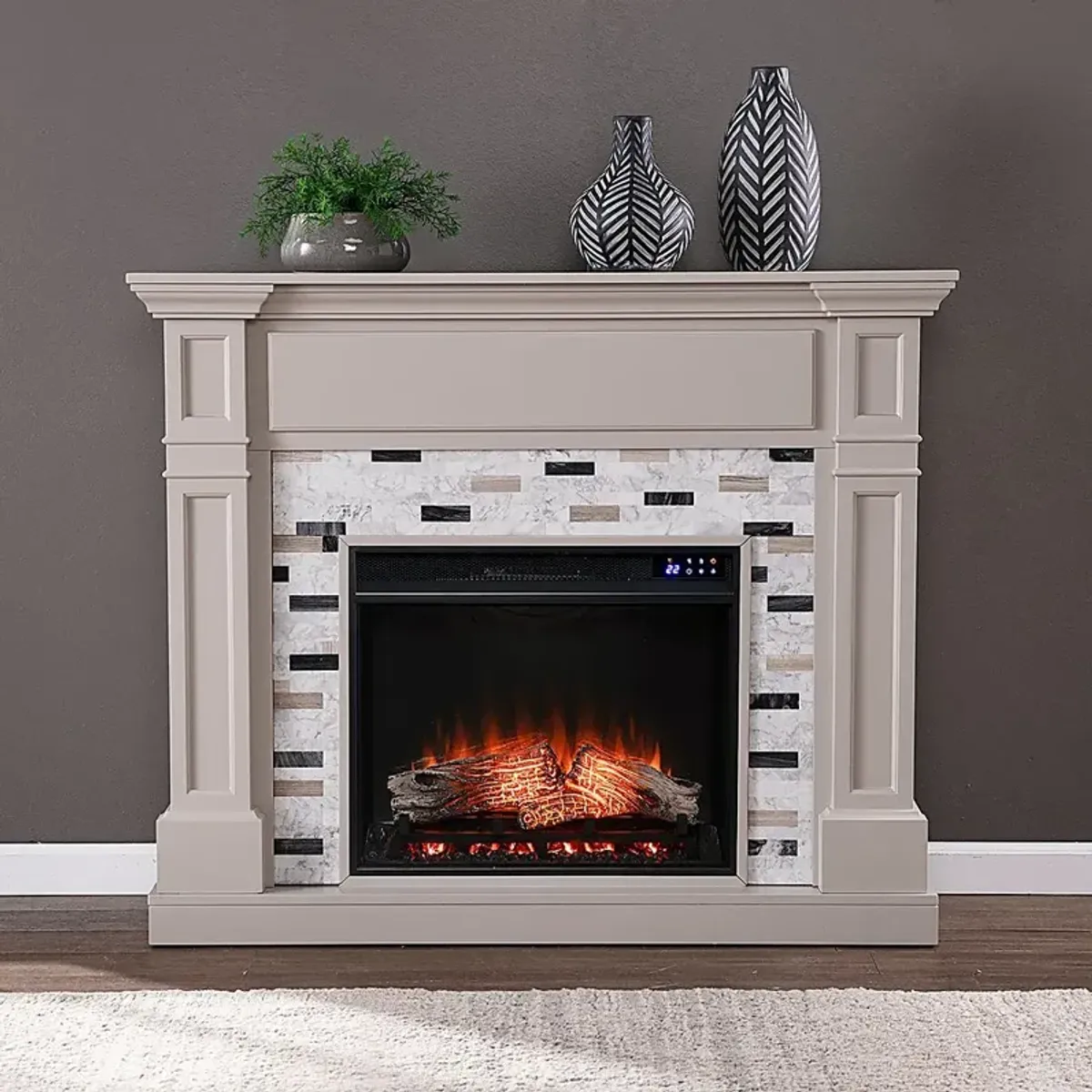 Stembridge IV Gray 48 in. Console With Touch Panel Electric Fireplace