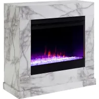 Dymalor I White 33 in. Console, With Color Changing Electric Fireplace