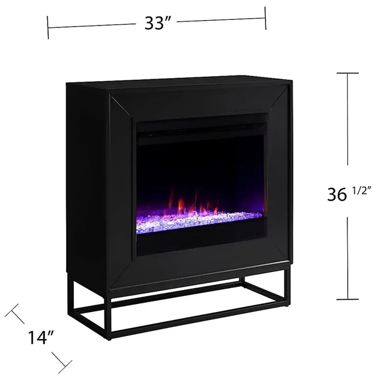 Frescan I Black 33 in. Console With Color Changing Electric Fireplace