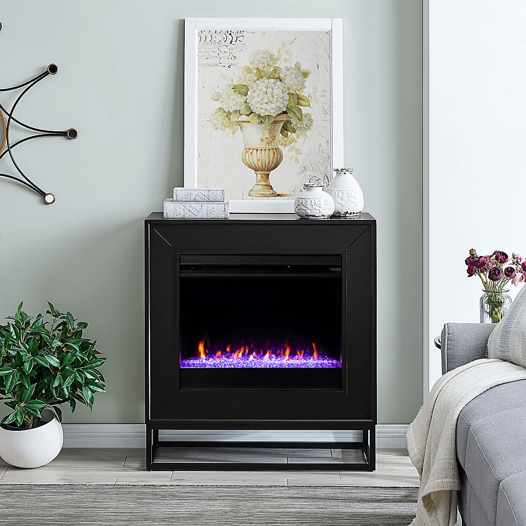 Frescan I Black 33 in. Console With Color Changing Electric Fireplace