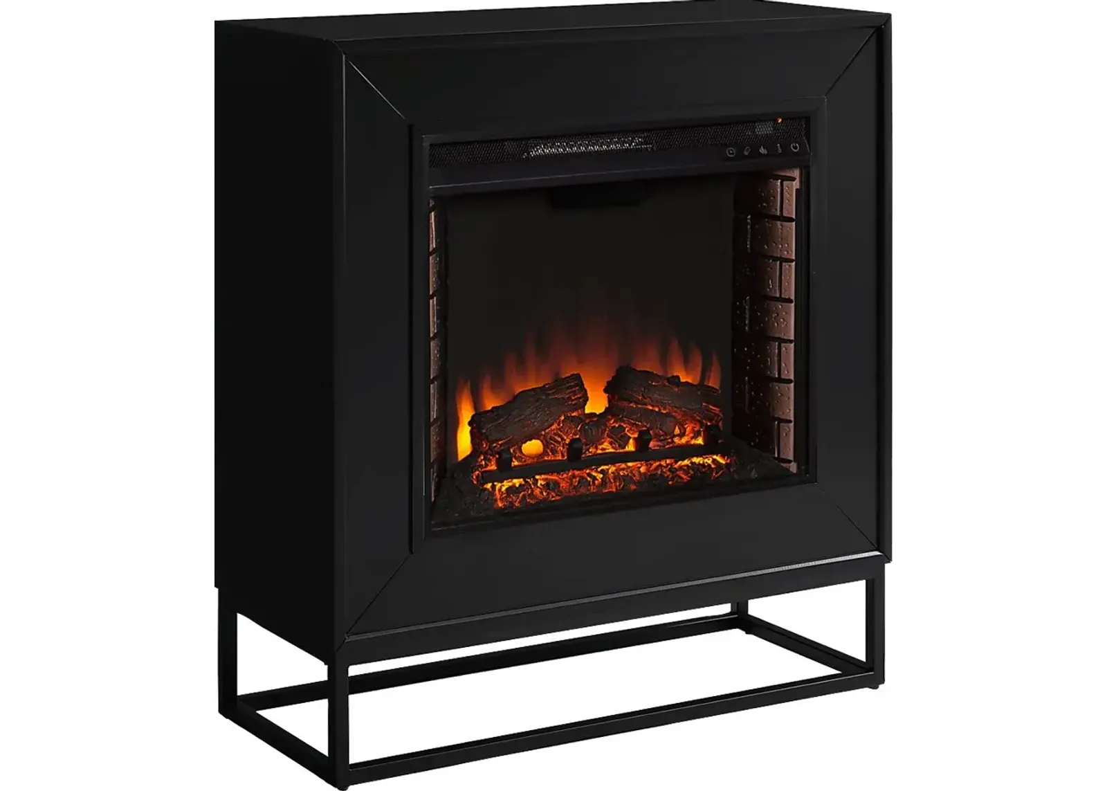 Frescan II Black 33 in. Console With Electric Log Fireplace