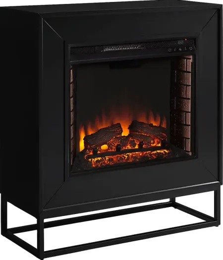 Frescan II Black 33 in. Console With Electric Log Fireplace