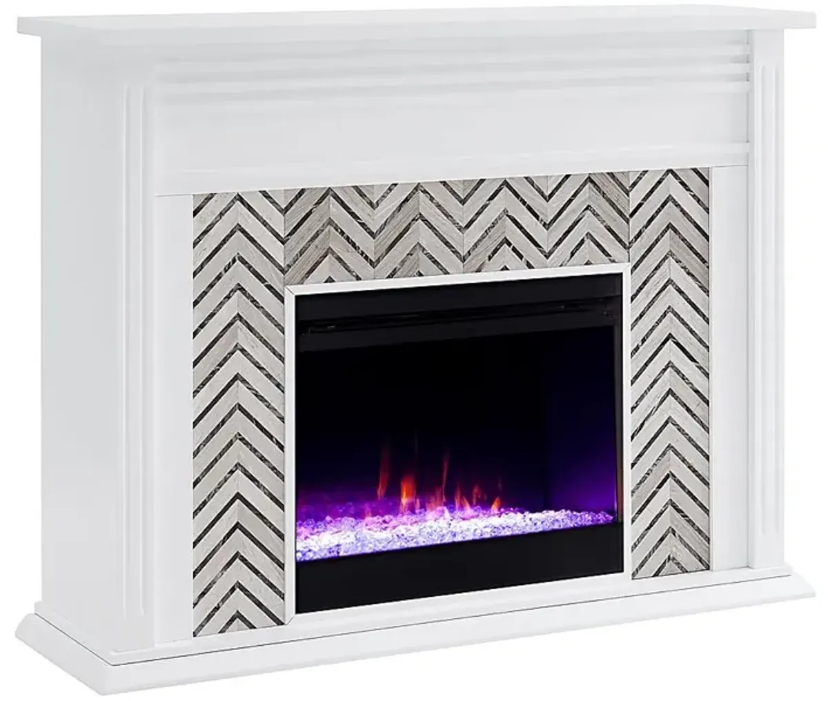 Hazelhurst I White 50 in. Console, With Color Changing Electric Fireplace